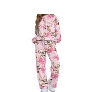 Garronmavis Women's Sweatsuits 2 Piece Set Deer Floral Hoodie and Wide Leg Sweatpants with Pockets Drawstring Pullover Cozy Lounge Wear Tracksuit for Vacation Fall Winter Season
