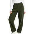 thumbnail image 2 of WULMLEO Women's Corduroy Straight Leg Pants Elastic Back Waist Button Zip Fly Loose Casual Trousers with Pockets Army Green M, 2 of 8
