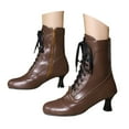 thumbnail image 2 of IUJSOY Womens Lace up Victorian Boots Classic Cap Toe Witch Shoes Fashion Western Ankle Boots, 2 of 9