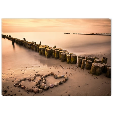 Usa Home Decor Startonight Canvas Wall Art Love on the Beach USA Design for Home Decor, Illuminated Romantic Painting Modern Canvas Artwork Framed Ready to Hang Medium 23.62 X 35.43 inch ()