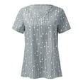thumbnail image 3 of B91xZ Women's Color Block Tunic Tops Short Sleeve Crew Neck Shirts Basic Tee Tops Blouse,Gray XXL, 3 of 4