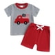 thumbnail image 1 of Niña Bebé Ropa de Verano Patriótica Usa Appliqué Niño Pequeño 2 Piezas Outfit Manga Corta Cuello Redondo Blusas Pantalones Cortos Conjunto, 1 of 7