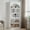 Antique White, variant on Farmhouse Arched Bookcase, 69" Tall 5-Tier Bookshelf with Wooden Base, Rustic Vintage Shelf for Living Room, Home Office, or Library Storage