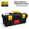 thumbnail image 2 of Heavy-Duty Multi-Size Tool Storage Box - Portable Black Warrior 20-Inch Organizer with Lid Compartments for Electricians and DIY Projects, Durable ABS Material, 2 of 6
