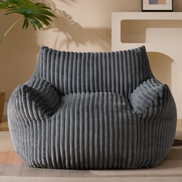 Puf Gericco Giant Plush para adultos con reposabrazos, color gris