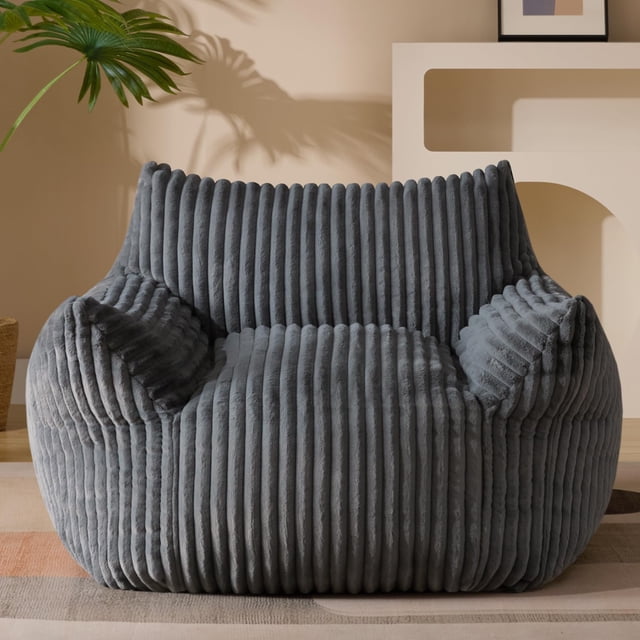 Puf Gericco Giant Plush para adultos con reposabrazos, color gris