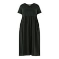 thumbnail image 3 of Terra & Sky Women's Plus Size Cotton Gathered Waist T-Shirt Dress, Sizes 0X-5X, 3 of 4