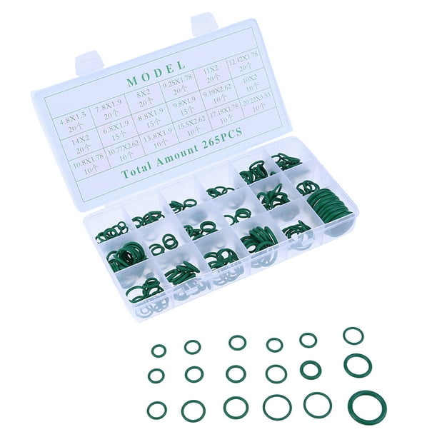 FLhrweasw 265pcs Universal 18 Tamaño Coche Aire Acondicionado Ring Seal Circle Kit (Verde)