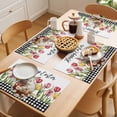 thumbnail image 5 of Happy Easter Placemats Set of 4 Watercolor Bunny Pink Yellow Tulip Floral Eggs Black Plaid Heat Insulation Washable Place Mats, Non-Slip Table Mats for Dining Table Party Kitchen,13x19 Inch, 5 of 9