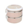 thumbnail image 2 of Stainless Steel Storage Containers with Lids 1400Ml 2 Layer Round Food Lunch Box Stainless Steel Lunch Box Lunch Box Food Storage Box Childrens Lunch Box Hot Food, 2 of 8