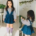 thumbnail image 3 of Douhoow Toddler Girls Denim Suspender Skirts Short Pleated Overalls Skirts, 3 of 8