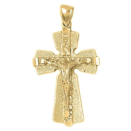 10K Yellow Gold Crucifix Pendant - 43 mm
