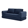 thumbnail image 5 of 2-In-1 Folding Convertible Sofa Bed, Modern Corduroy Sleeper Couch with 2*Pillows, Futon Modular Upholstered Boneless Sofa with Pull-Out Bed, Folding Floor Modular Couch for Living Room (Blue), 5 of 11