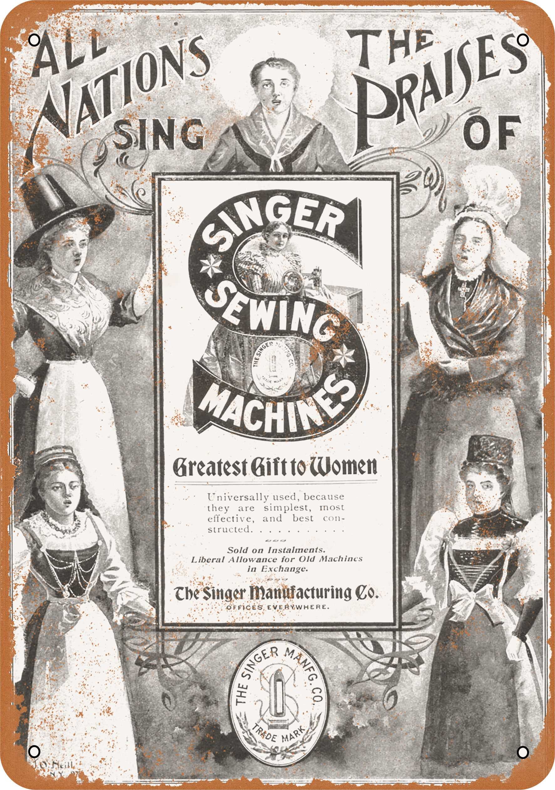 1897 Singer Sewing Machines Metal Sign 10x14 inch Vintage Look