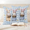 thumbnail image 3 of Happy Easter Gnome Pillow Covers 2 Pack Rabbit Ear Color Eggs Daisy Flower Blue Plaid Pillowcase Waterproof Outdoor Throw Pillow Cover for Patio Garden Square Cushion 24”x24”, 3 of 9