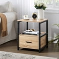 thumbnail image 1 of VECELO Nightstand with Drawer and Open Shelf, Side Table for Bedroom, Living Room, Oak, 1 of 8