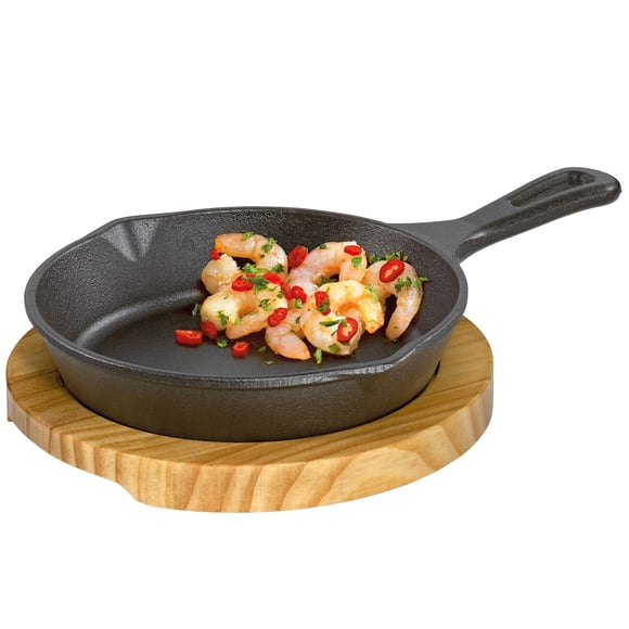 Sartén para Servir Küchenprofi de Hierro Fundido 18 cm con Tabla de Madera
