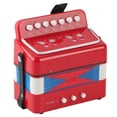 thumbnail image 1 of Acordeón pequeño de 7 teclas y 2 bajos para niños, instrumento musical educativo, juguete rítmico (rojo), 1 of 14