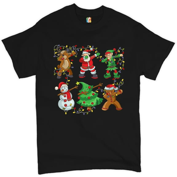 Tee Hunt Christmas Crew Dabbing T-shirt Reindeer Santa Claus Elf Snowman Men's Tee