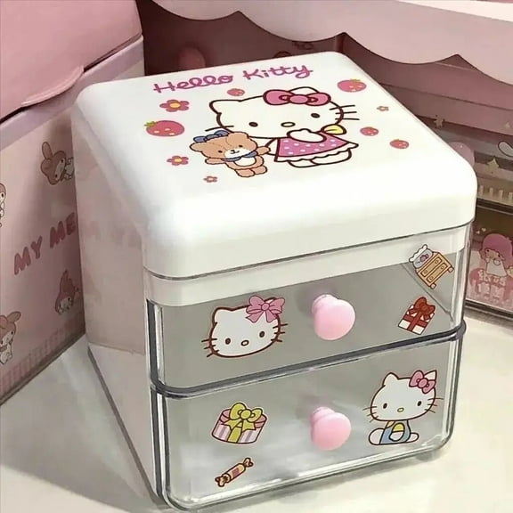 Sanrio Anime Kawaii Hello Kitty Multifunctional Storage Box Cute Cartoon Girly Heart Jewelry Stationery Organizer Box Gifts