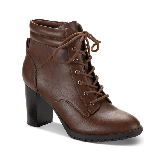 Style & Co. Womens Laurellee Faux Leather Zipper Combat & Lace-Up Boots