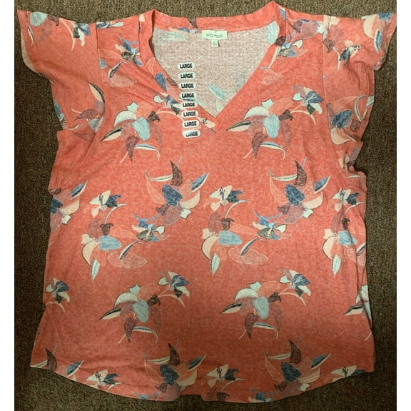 Ella Moss Juniors V-Neck Ruffle Cap Sleeve Size Large Red