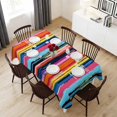 thumbnail image 6 of Colorful Striped Table Cloth Waterproof Tablecloths, Modern Rainbow Abstract Graffiti Art Tablecloth Dining Table Cover for Kitchen Party Tabletop Outdoor, Rectangle Tablecloth 54x108 Inch, 6 of 9