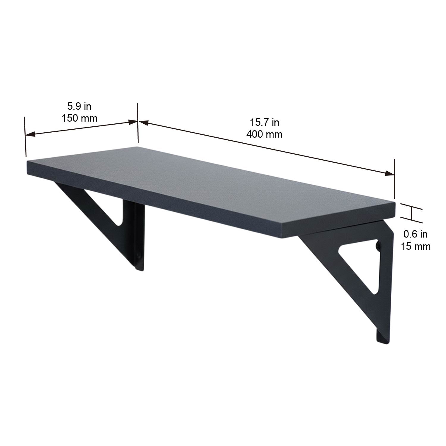 Hyper Tough 6 in. x 15 3/4 in. Modern Black Laminated Wood Shelf Kit
