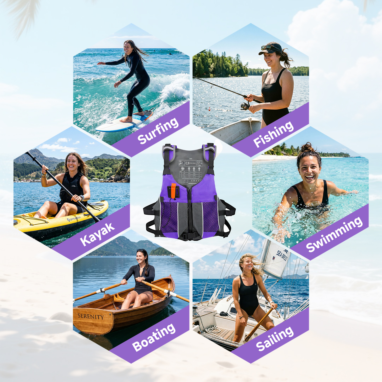 Koorium Adult Life Jacket Swim Vest, Purple photo 8