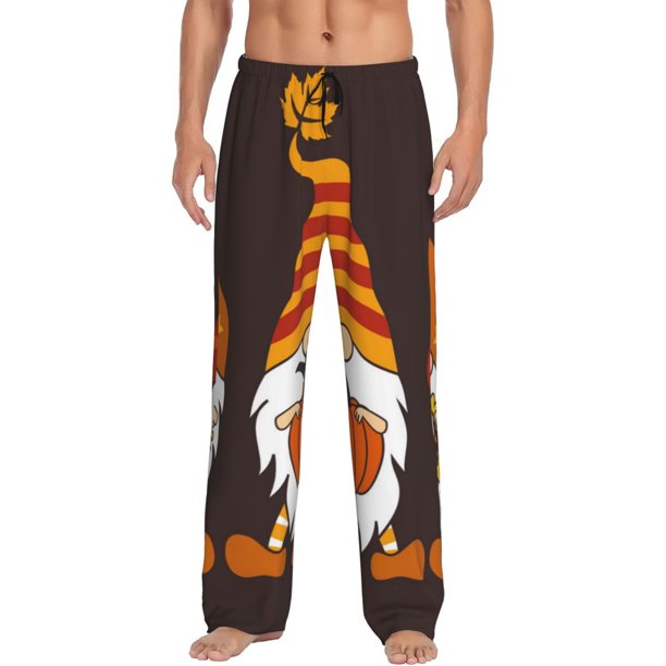 Fotbe Fall Gnomes Pantalones de Pijama para Hombre, Pantalones de Dormir, Pantalones de Casa con Cintura Ajustable y Bolsillos-3X-Large