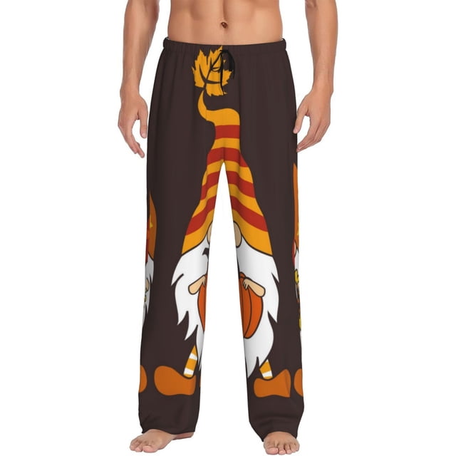 Fotbe Fall Gnomes Pantalones de Pijama para Hombre, Pantalones de Dormir, Pantalones de Casa con Cintura Ajustable y Bolsillos-Medium