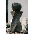 thumbnail image 3 of XBrand 30in H Modern Twisted Water Fountain w/Ball Top, Curved Swirl Sphere Indoor/Outdoor Freestanding Waterfall Fountain, Black, 3 of 10