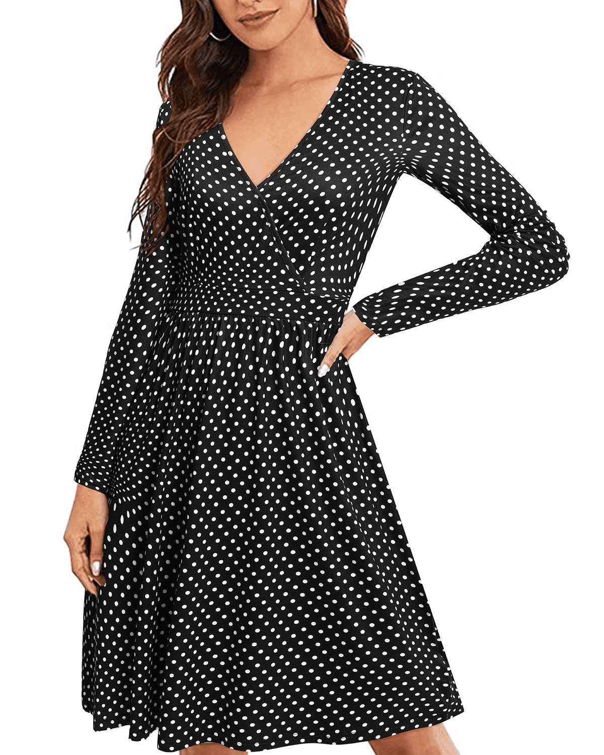 Salezone Long Sleeve V Neck Wrap Dress with Pockets For Women Party Travel  Midi Dress - Walmart.com