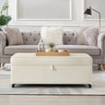thumbnail image 2 of Modern Storage Ottoman with Wheels, Modular Sofa Ottoman for Living Room & Lounge, Large Comfort Bench with Hidden Storage - Ivory, 2 of 9