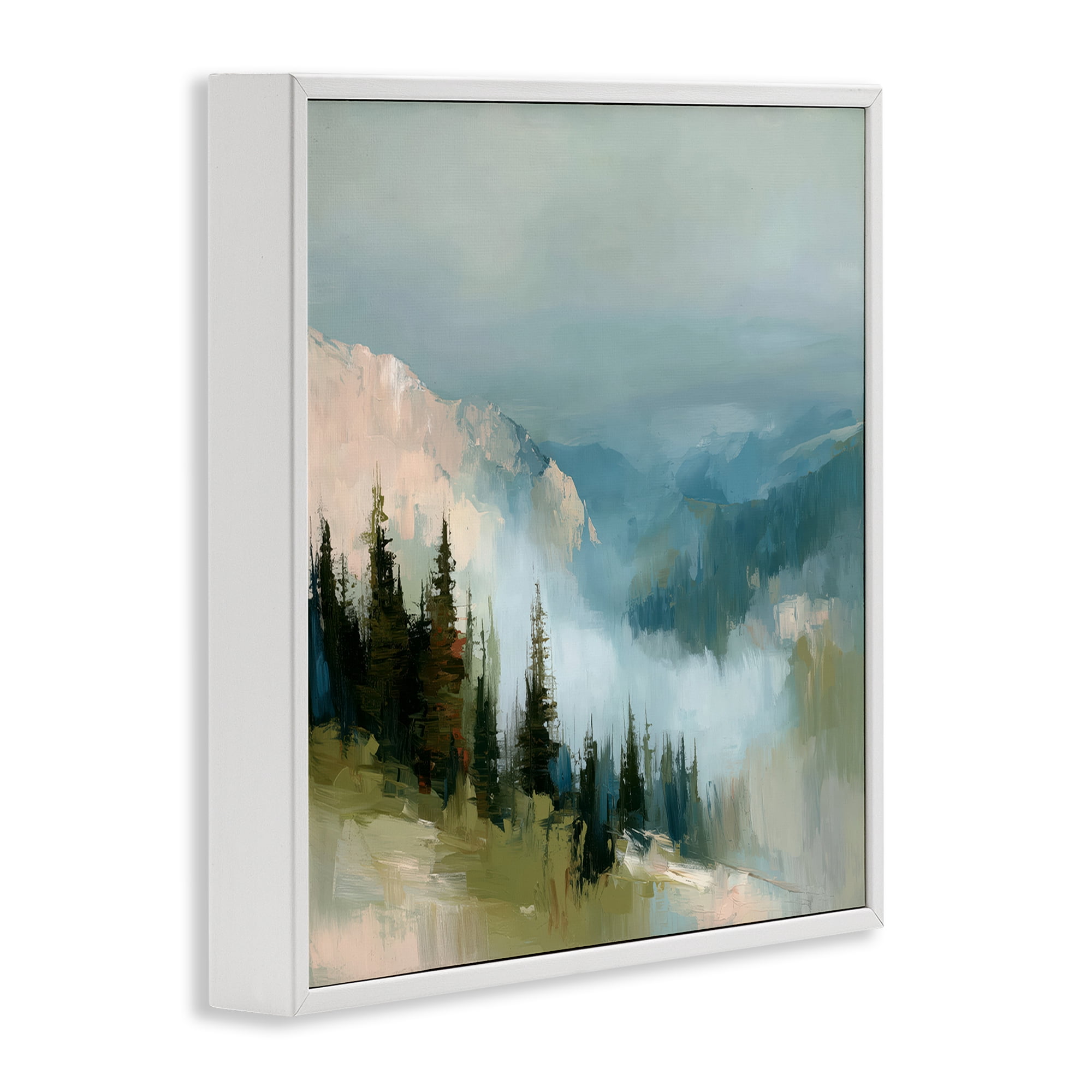 Stupell Industries Mountain Forest Impression White Framed Giclee Art, design by Kim Curinga