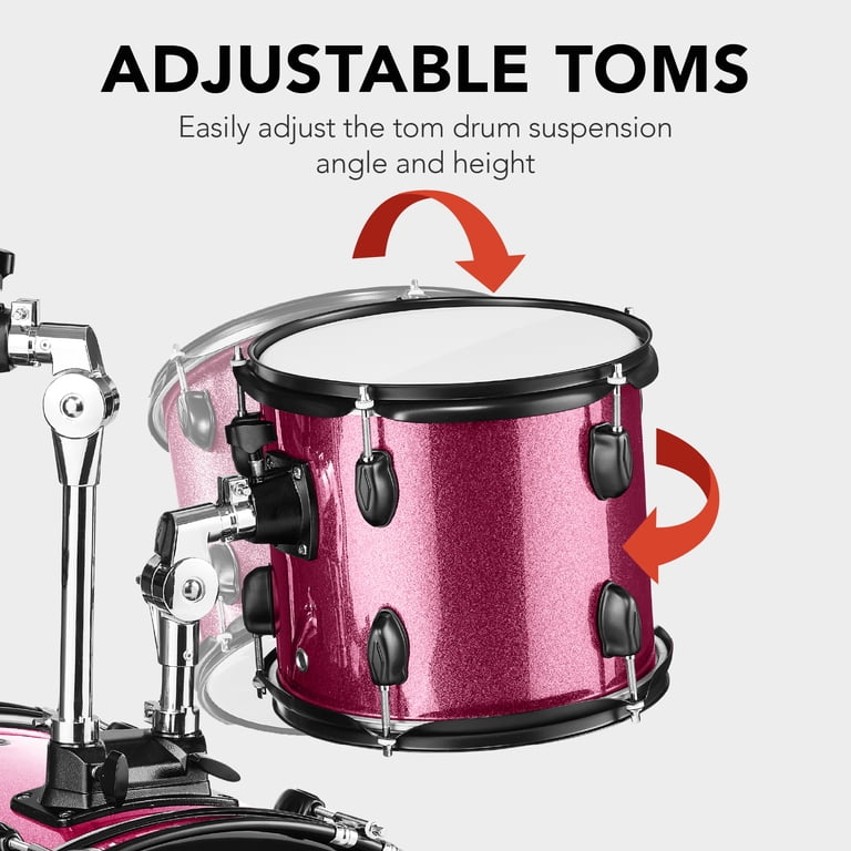 Best Choice Products, 5-Piece Beginner Drum Set, Pink Sparkle