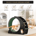 thumbnail image 3 of Huloretions Cat Wheel for Indoor Cats,Large Cat Exercise Wheel with Scratching Board,Cat Bowls,Quiet Wood Cat Treadmill,Fitness Running Wheel for Running/Walking/Training, 3 of 4