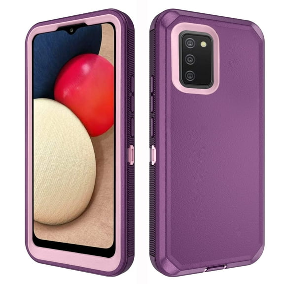 Asuwish Compatible with Samsung Galaxy A02s Phone Case Hybrid Rugged Shockproof Hard Protective Drop Proof Full Body Heavy Duty Mobile Cell Cover for A 02s Ao2s M02s SM-A025V Women Men Purple
