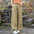 thumbnail image 4 of Sokhug Womens Lantern Pants Linen-Blend High Waisted Drawstring with Pockets Casual Elastic Waist Jogger Trousers, 4 of 8