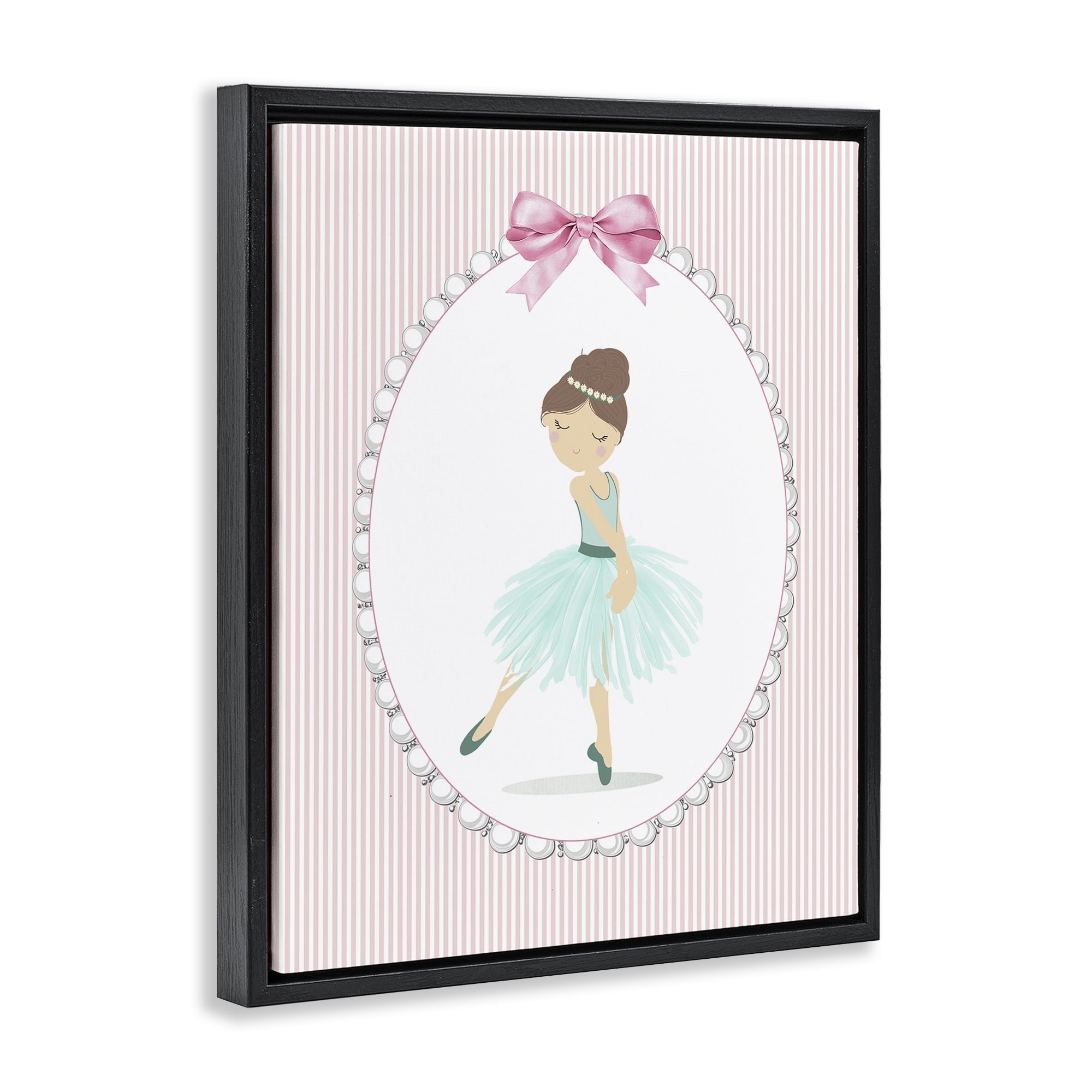 Stupell Industries Elegant Dance on Stripes Black Framed Floater Canvas Wall Art, design by Christine Simpson Art