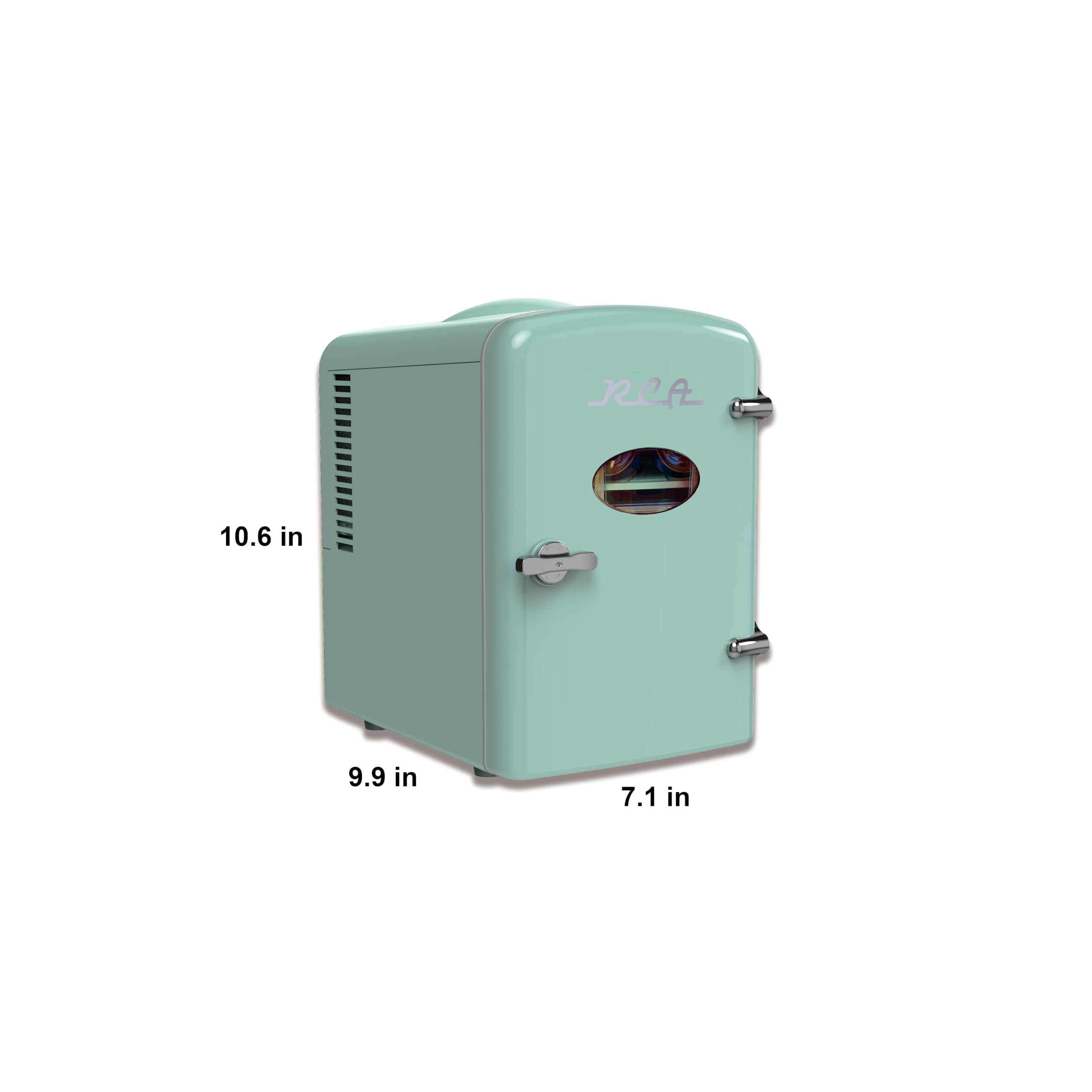 RCA 6-can Capacity Retro Mini Fridge, Mint, Compact Design