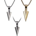 thumbnail image 3 of Ice City Men's Arrowhead Pendant Necklace, Spear Point Design, Chain Necklace for Men - Gold, 3 of 4