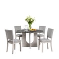 thumbnail image 5 of 48inch Round Dining Table Set for 4 Modern Solid Wood 5-Piece Kitchen & Dining Room Set with Upholstered Chairs Pedestal Base, Gray, 5 of 8