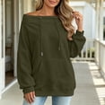 thumbnail image 6 of Karymi Plus Size Tops for Women Solid Off the Shoulder Hoodie, Oversized Long Sleeve Loose Pullover Sweatshirt with Front Kangaroo Pocket for Autumn Winter, 6 of 9