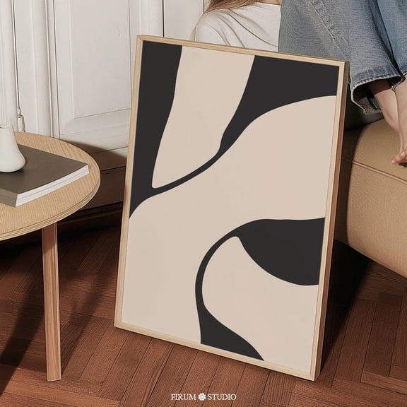 Moody Abstract Mid Century Modern Art Print, Black And White Loft Decor, Contemporary Apartment Wall Art, UNFRAMED PAPER POSTER, Home Decor, Vintage Gift, Living Room Dercor