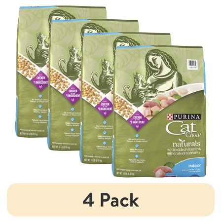 (4 pack) Purina Cat Chow Naturals, Indoor Dry Cat Food, Chicken & Turkey, 18 lb Bag