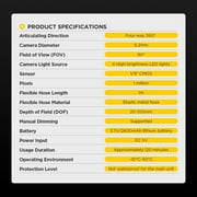 Autool SVB303 720P Endoscope Camera, 4-Way 360° Articulating Borescope W/ 6 LED Lights & 3.28ft Waterproof Elastic Metal Hose 1 Set