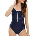 thumbnail image 5 of Ribbed One Piece Swimsuit Women Tie Side High Cut Bathing Suit Sexy Twist Front Push Up Monokini Swimwear, 5 of 7