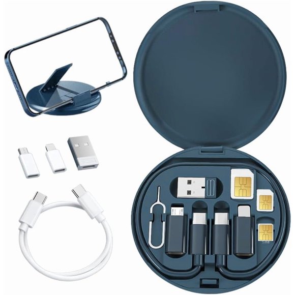 9-in-1 USB Cable Kit, Fast Charging Adapter Conversion Box with Storage and Phone Stand