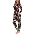 thumbnail image 3 of Renewold Christmas Theme Nightwear for Women Size 4XL Santa Snowflake Family Pajamas Set 2 Packs Elastic Long Sleeve Nightclothes Top & Pants with Pocket, 3 of 5